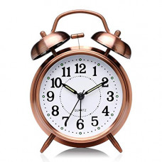 Deals, Discounts & Offers on  - DONDA Steel Table Vintage Alarm Clock with Night LED Display (Brown, Copper, 3.5 Inches X 4.7 Inches X 1.9 Inches)