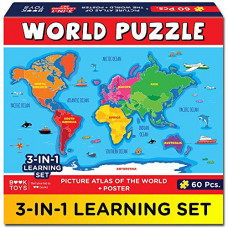 Deals, Discounts & Offers on  - Book Toys World Map Jigsaw Puzzle For 5 - 10 Years, Multicolour
