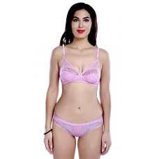 Deals, Discounts & Offers on Women - [Size 34] PIBU Women's Non Wired Bra with Bikini Panty Slim Fit 3/4 Lace Lingerie Set