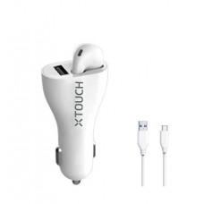 Deals, Discounts & Offers on Mobile Accessories - XTOUCH 2 in 1 Turbo Car Charger with Free Type C Cable & HD Extra Bass Bluetooth Earphone For Call Privacy (White)