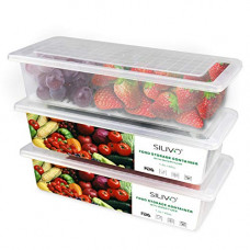 Deals, Discounts & Offers on  - Food Storage Containers, 3 x 1.5L Fridge Organizer Case with Removable Drain Plate Tray Keep Fruits, Vegetables, Meat, Fish Out of The Drippings