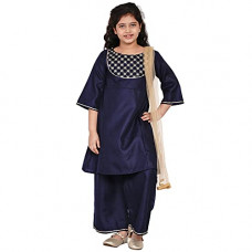 Deals, Discounts & Offers on  - [Size 10- 11Y] Bitiya By Bhama Girl's Cotton Blend Kurta & Palazzo & Dupatta