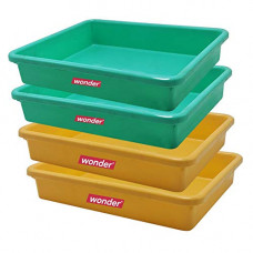 Deals, Discounts & Offers on  - Wonder Prime Plastic Exel Medium Ractangular Multipurpose Organising & Storage Tray Set, 4 Pc Set, Yellow Green Color, Made In India, Kbs01819