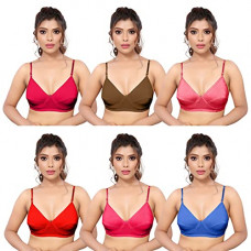 Deals, Discounts & Offers on Women - [Size 38] Lorliva Women's Bra Combo Pack of 6 Full Coverage Non-Padded Multicolor Everday Cotton Bra