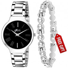 Deals, Discounts & Offers on Men - Acnos Brand - A Branded Watch 4 Different Dial Black-Blue-Pink-White Stainless Steel Silver Band with Silver braclet and Watch for Women Watch