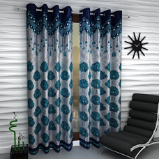 Deals, Discounts & Offers on  - Home Sizzler 1 Piece Eyelet Polyester Window Curtain - 5 ft, Blue