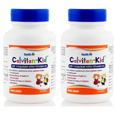 Deals, Discounts & Offers on  - HealthVit Calvitan-KID Kid's Calcium, Vitamin D3-60 Tablets (Pack of 2)