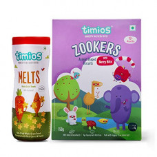 Deals, Discounts & Offers on  - Timios Carrot & Cumin Melts - Apple & Blueberry Bits Zookers | Combo Pack of 2