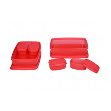 Deals, Discounts & Offers on  - Signoraware Plastic Compact Lunch Box Set, 1.05 litres, Set of 2, Water Melon Red