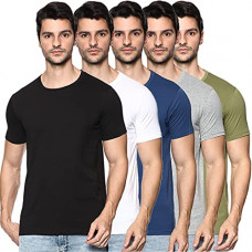 Deals, Discounts & Offers on Men - [Size M] OOBANI Men's Regular Fit Cotton T-shirt (Pack of 5)