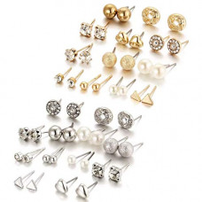 Deals, Discounts & Offers on Women - Shining Diva Fashion Latest pairs Earrings Combo Set Crystal Pearl Stud Earrings