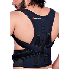Deals, Discounts & Offers on  - FAZTER Premium Back Brace With Magnetic & Dual Steel Metallic Plate Support At Back | Posture Corrector Therapy Shoulder Belt