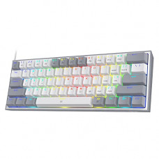 Deals, Discounts & Offers on  - Redragon K617 Fizz 60% Wired RGB Gaming Keyboard, 61 Keys Compact Mechanical Keyboard w/White and Grey Color Keycaps, Linear Red Switch, Pro Driver/Software Supported