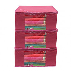 Deals, Discounts & Offers on  - Kuber Industries 3 Piece Non Woven Saree Cover Set, Pink,Large Size -CTKTC6416