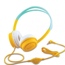Deals, Discounts & Offers on Headphones - iBall Kids Diva Kids Safe Wired Headphone with in line Volume Controller-Yellow and Light Blue