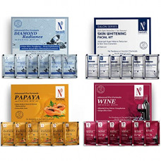 Deals, Discounts & Offers on Beauty Care - NutriGlow NATURAL'S Advanced Pro Formula Combo Pack of 4 Diamond Radiance, Skin Whitening, Papaya, Wine Facial Kit 60 gm Each For Hydrated Skin & Fairer Complexion Even Tone, Blemish Free & Glowing Skin