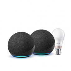 Deals, Discounts & Offers on  - All-new Echo Dot (4th Gen, Black) gift twin pack with Philips 9W LED smart color bulb