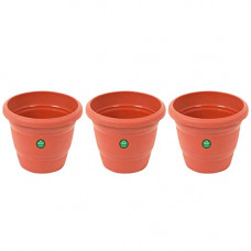 Deals, Discounts & Offers on Gardening Tools - TrustBasket UV Treated Plastic Round Pot (6 Inches)-Terracotta Color-Set of 3