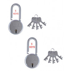 Deals, Discounts & Offers on Home Improvement - Foora Lock and Key Door Lock with 5 Keys Padlock (50mm Long Shackle Pack 2)