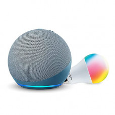 Deals, Discounts & Offers on  - All-new Echo Dot (4th Gen, Blue) combo with Wipro 9W LED smart color bulb