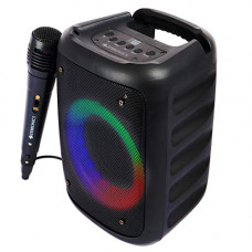 Deals, Discounts & Offers on Electronics - ZEBRONICS Zeb-Buddy 100 Portable BT v5.0 Speaker with TWS, 15W RMS, Wired mic Karaoke, 5H Backup, RGB LED, FM Radio, AUX, USB, Micro SD, Built in Rechargeable Battery and Mobile Holder, Black