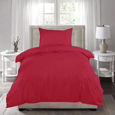 Deals, Discounts & Offers on  - HUESLAND by Ahmedabad Cotton 220 TC Striped Cotton Single Bedsheet with Pillow Cover, Ruby Red