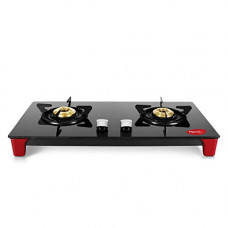 Deals, Discounts & Offers on  - Pigeon Infinity Gas Cooktop with Glass Top and Stainless Steel Body 2 Burner Gas Stove, Manual Ignition, Black