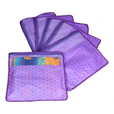 Deals, Discounts & Offers on  - PrettyKrafts Saree Cover Set of 6 Polka dots with Top Transparent Window_Purple