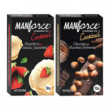Deals, Discounts & Offers on Sexual Welness - 18+Manforce Cocktail Condoms with Dotted-Rings Combo Pack (Strawberry+ Vanilla & Chocolate+ Hazelnut)- 10 Pieces (Pack of 2)