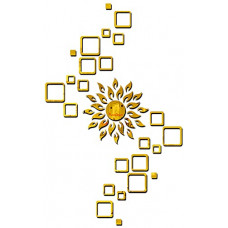 Deals, Discounts & Offers on Home Improvement - Wall1ders Acrylic Sun with 24 Square 3D Mirror Wall Stickers (Golden, Sun Size 45 cm x 45 cm)