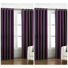 Deals, Discounts & Offers on  - Exporthub 4 Piece Polyester Blend Eyelet Solid Long Door Curtain - 8 Ft, Purple