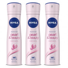 Deals, Discounts & Offers on Beauty Care - Nivea Deodorant Pearl and Beauty For Women, 150ml (Pack of 3)