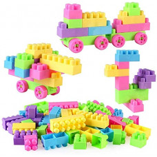 Deals, Discounts & Offers on  - AdiChai Plastic 46 Pcs Blocks Play and Learn Building Blocks , 46 Pcs Including Wheels , Bag Packing, Best Gift Toy, Multicolor
