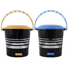 Deals, Discounts & Offers on  - Kuber Industries 2 Pieces Plastic Dustbin Garbage Bin with Handle,5 Liters (Yellow & Blue) -CTLTC037989