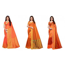 Deals, Discounts & Offers on Women - Anni Designer Sarees For Women Multicolored Art Silk Gold Striped Printed Sarees With Blouse Piece (Pack of 3)(ART-CMB-504_Free Size)