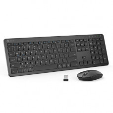 Deals, Discounts & Offers on  - iClever GK08 Wireless Keyboard and Mouse - Rechargeable Wireless Keyboard Ergonomic Full Size Design with Number Pad, 2.4G Stable Connection Slim White Keyboard and Mouse
