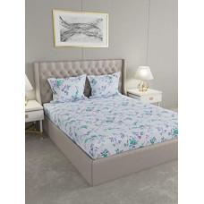Deals, Discounts & Offers on  - Raymond Home 100% Cotton 104 TC Blue Double bedsheet with 2 Pillow Covers