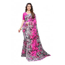 Deals, Discounts & Offers on Women - ANNI DESIGNER Georgette Blend Half & Half Saree (Aakruti-510 Anni_Pink_Free Size)