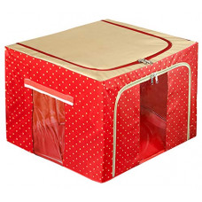 Deals, Discounts & Offers on  - Amazon Brand - Solimo Foldable Printed Underbed Storage Box with Metal Frame Support, 88L, Red, Set of 1