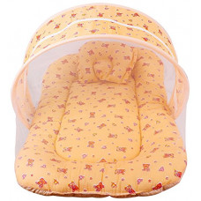 Deals, Discounts & Offers on Baby Care - PK Toddler Soft Cotton Mattress with Mosquito Net and Bed (Peach and Orange, Upto 8 Months)