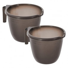 Deals, Discounts & Offers on Home Improvement - Heart Home Plastic Bathroom Mug 1 Litre- Pack of 2 (Black)-46HH0213