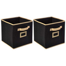 Deals, Discounts & Offers on  - Heart Home Non Woven 2 Pieces Small Foldable Storage Organiser Cubes/Boxes (Black) - CTHH16841