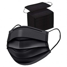 Deals, Discounts & Offers on Beauty Care - KBR Surgical Face mask Non-Woven Fabric 3 Layer Disposable Surgical Face Mask with Nose Clip (Black Pack of 50)