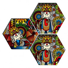 Deals, Discounts & Offers on  - SAF Ganesha Modern Art 3 Piece of Hexagon UV Textured Multi-Effect Self adheshive Painting 17 Inch X 17 Inch SANFHXS30668(Multicolor,Landscapes;Animals;Abstract;Religious;Figures;Floral)