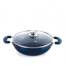 Deals, Discounts & Offers on Cookware - Cello Oxford Non Stick Induction Compatible Kadai with Glass lid 26 cm (Mettalic Blue), (70FCW088BL)