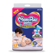 Deals, Discounts & Offers on Baby Care - MamyPoko Pants Extra Absorb Diaper - Small Size, Pack of 108 Diapers (S-108)