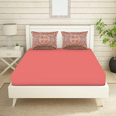 Deals, Discounts & Offers on  - Spaces Reagalis 100% Cotton Double Bedsheet Air Purifying Anti-Bacterial (Solid/Ornate, 224 cmx274 cm) - Coral
