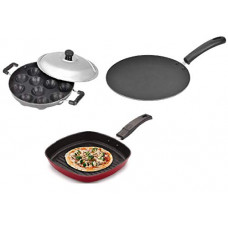 Deals, Discounts & Offers on Cookware - BMS Lifestyle Non Stick 12 Cavity Aluminium Pan, Black, 3 Pieces