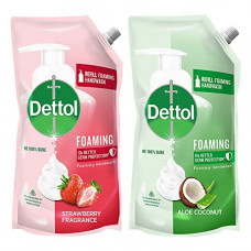 Deals, Discounts & Offers on Personal Care Appliances - Dettol Foaming Handwash Refill Combo- Strawberry & Aloe coconut, (Pack of 2-700ml each)| Rich Foam | Moisturizing Hand Wash | Soft on Hands, Green