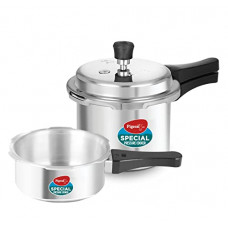 Deals, Discounts & Offers on Cookware - Pigeon by Stovekraft (14331) Aluminium Pressure Cooker Combo 2 Litre and 3 Litre Induction Base Outer Lid (Silver)